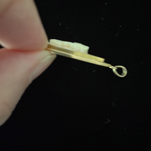 Vintage cameo with gold filigree edge - Picture 3 of 4